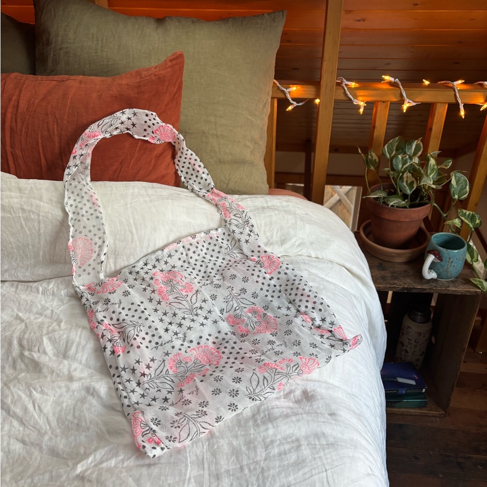 Free People Large Sheer Pink and White Tote Bag